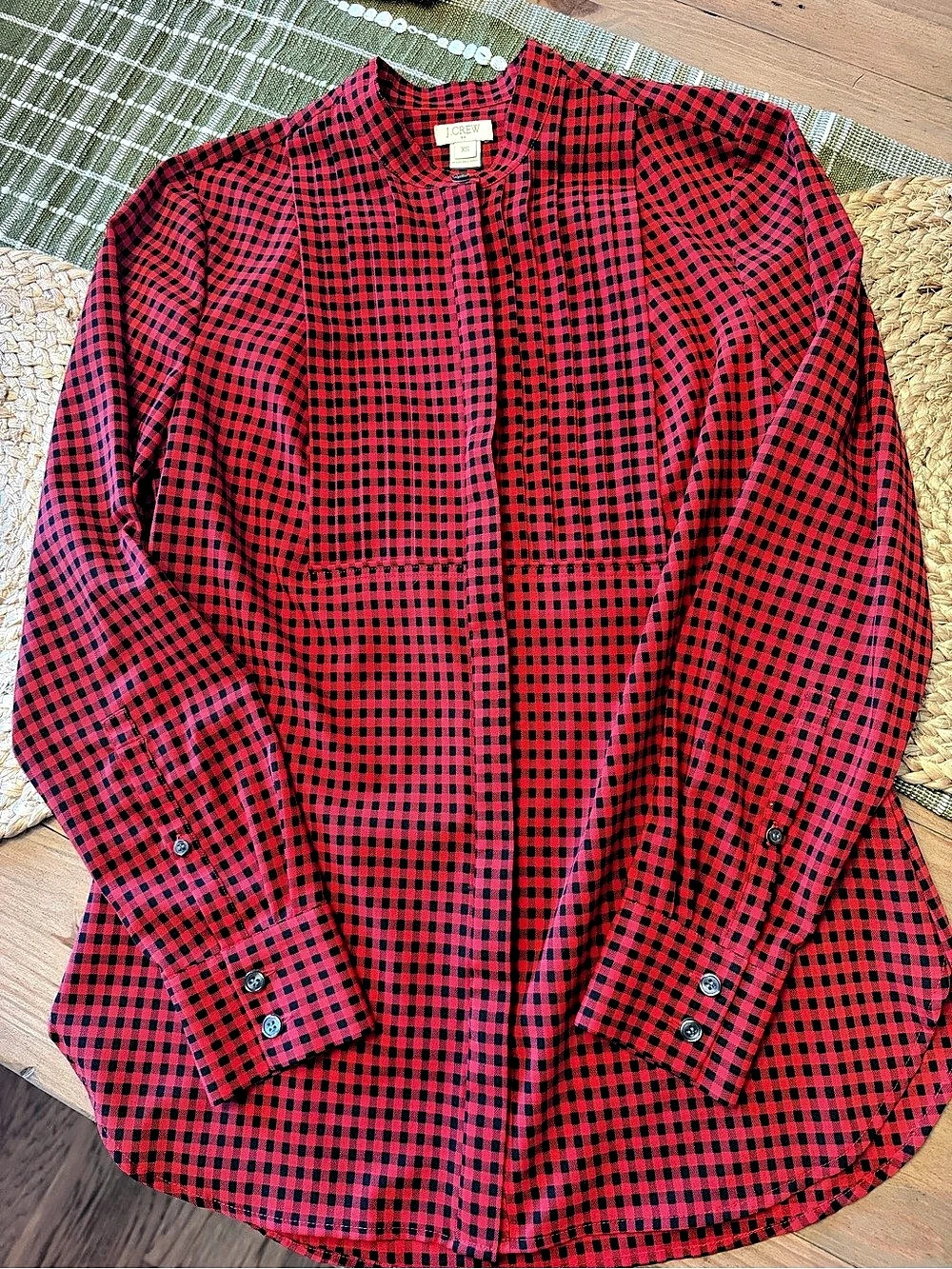 J.Crew Gingham Button Down Shirt in Red & Black Size XS
